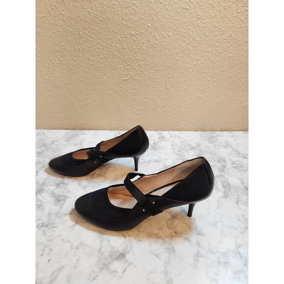 DKNY Antonia Mary Jane Women's Black Leather Pointed Toe‎ Pump Heel Size 8.5 - Picture 4 of 9